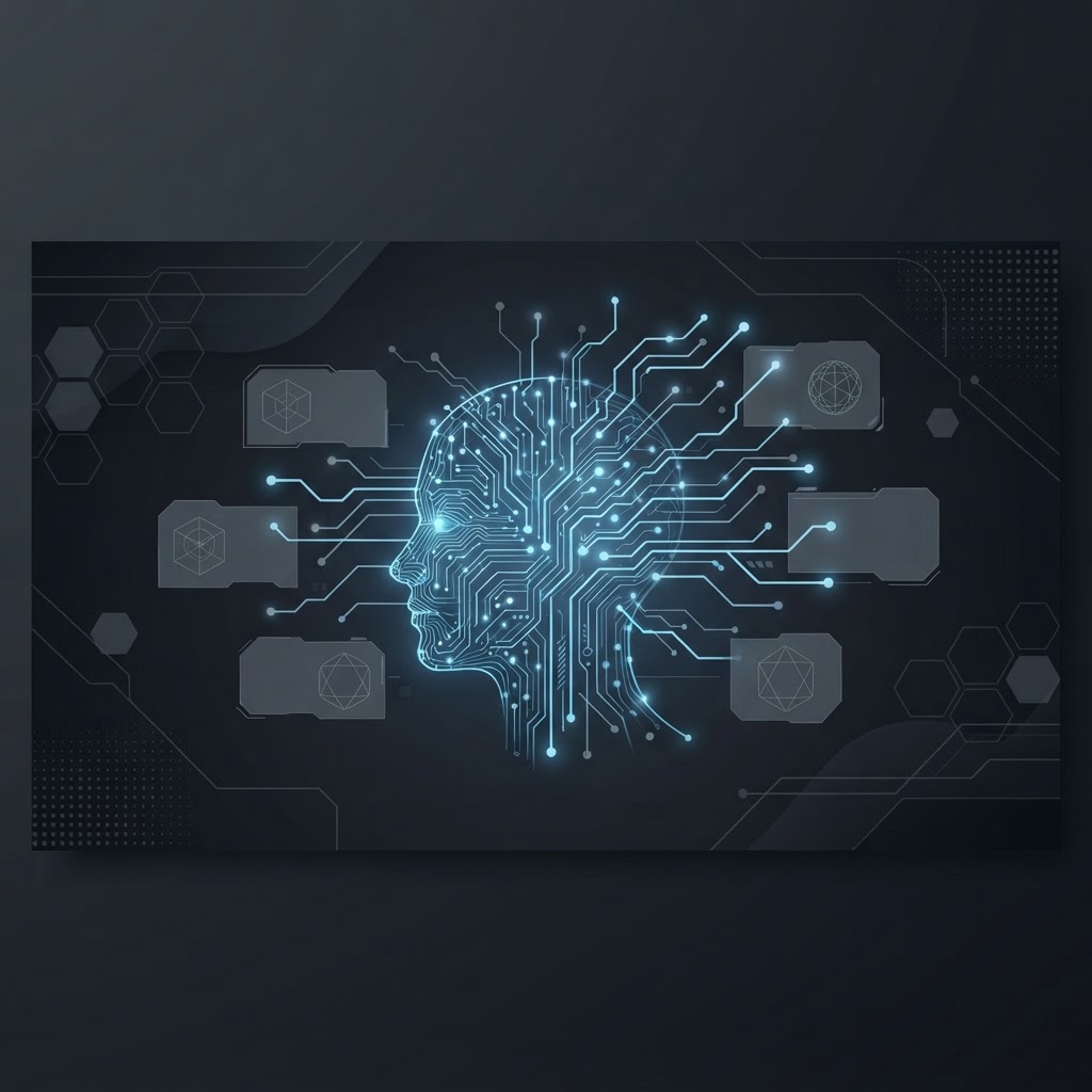 Glowing human head made of circuit lines representing accessible website design for neurodivergent users